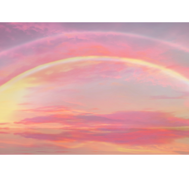 Tapisserie murale enfant ciel rose avec arc-en-ciel - TenStickers