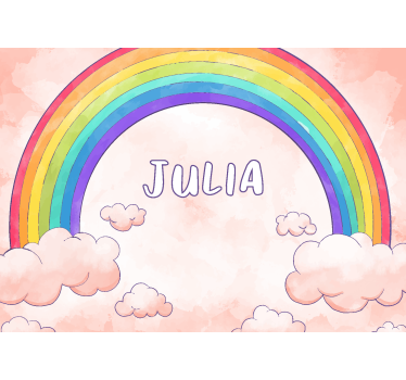 Tapisserie murale chambre enfant arc-en-ciel rose personnalisable - TenStickers