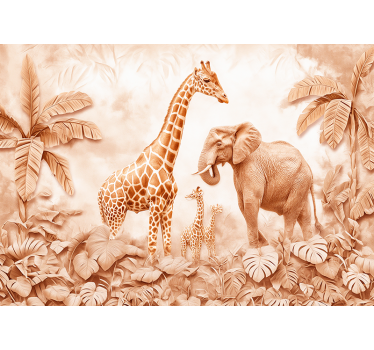 Tapisserie murale terracotta savane abstraite - TenStickers