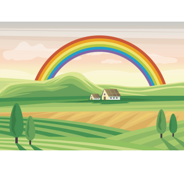 Tapisserie chambre enfant paysage arc-en-ciel - TenStickers