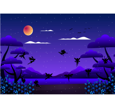 Tapisserie chambre enfant ciel nocturne enchanté - TenStickers