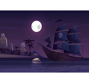 Tapisserie murale chambre enfant bateau pirate - TenStickers