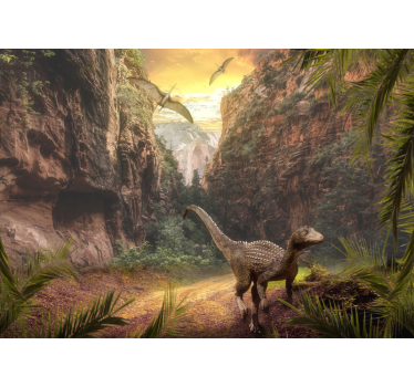 Tapisserie chambre enfant évasion du canyon des dinosaures - TenStickers