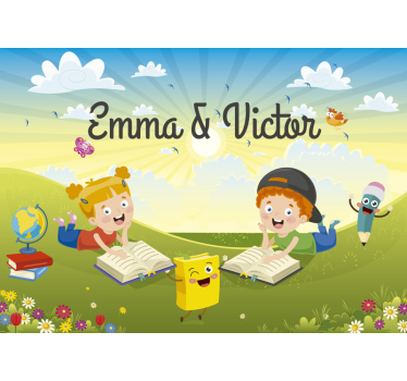 Tapisserie chambre enfant enfants avec des livres - TenStickers