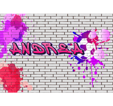 Tapisserie graffiti nom rose - TenStickers