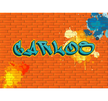 Tapisserie graffiti brique orange - TenStickers