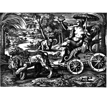 Tapisserie art classique lion majestueux en chariot - TenStickers