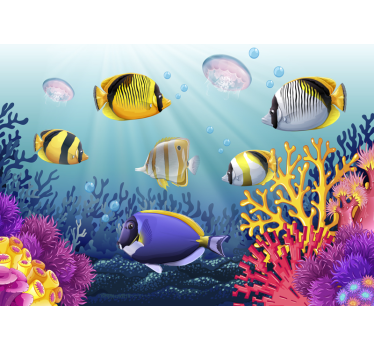 Tapisserie animaux poissons colorés sous-marins - TenStickers