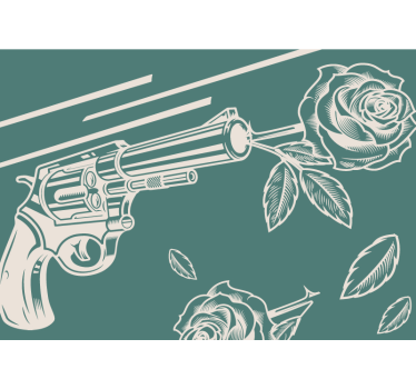 Tapisserie graffiti pistolet et rose - TenStickers