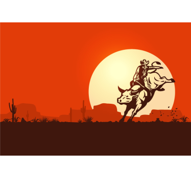 Tapisserie chambre enfant cowboy sur taureau - TenStickers