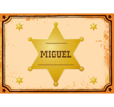 Tapisserie chambre enfant étoile de shérif personnalisée - TenStickers
