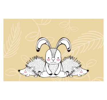 Tapisserie animaux lapin mignon et hérisson - TenStickers