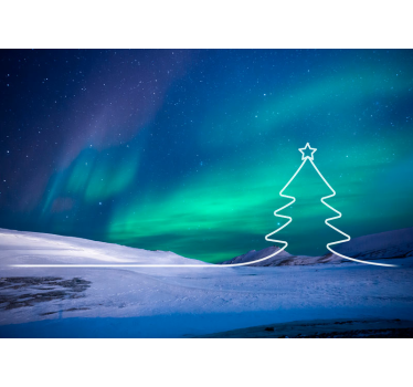 Tapisserie noel scène des aurores boréales - TenStickers