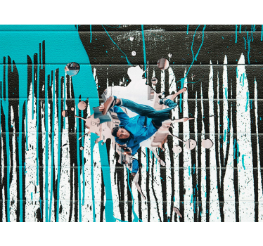 Tapisserie graffiti skateur dynamique en action - TenStickers