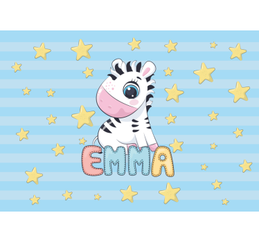 Tapisserie chambre enfant zebra et étoiles - TenStickers