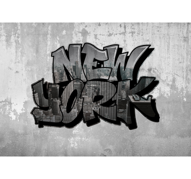 Tapisserie murale graffiti avec vue sur new york - TenStickers