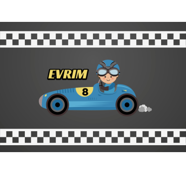 Tapisserie chambre enfant voiture de course cartoon - TenStickers