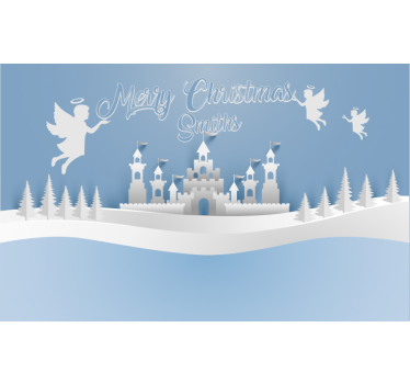 Tapisserie noel scène d'hiver angélique - TenStickers