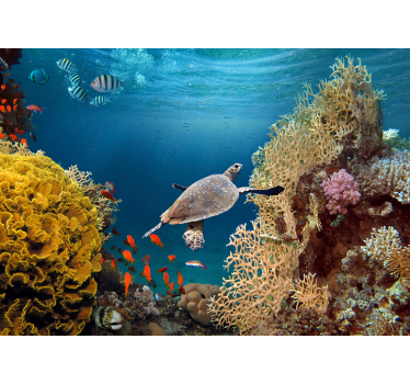 Tapisserie animaux tortue de mer sous l'eau - TenStickers
