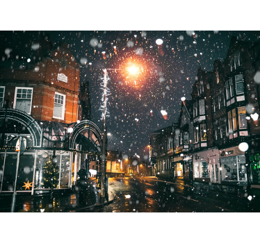 Tapisserie noel scène hivernale festive - TenStickers