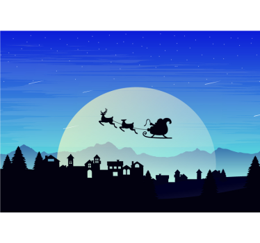 Tapisserie noel scène du traîneau du père noël - TenStickers