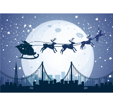 Tapisserie noel silhouette du traîneau du père noël - TenStickers