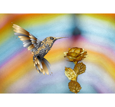 Tapisserie animaux colibri et rose - TenStickers