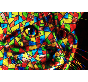 Tapisserie animaux mosaïque de chats colorés - TenStickers