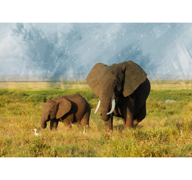 Tapisserie animaux rencontre avec des éléphants majestueux - TenStickers