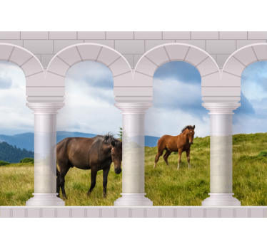 Tapisserie autres animaux vue sur les chevaux majestueux - TenStickers
