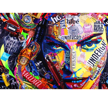 Tapisserie graffiti collage de marques culturelles - TenStickers