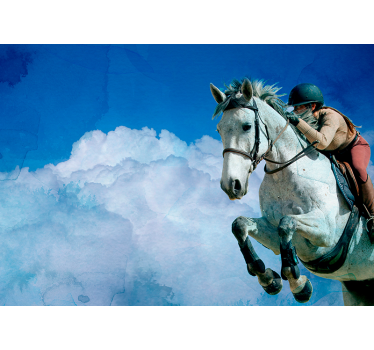 Tapisserie animaux athlète de saut d'obstacles - TenStickers