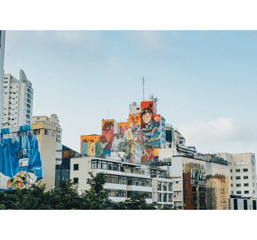 Tapisserie graffiti fresque urbaine colorée - TenStickers