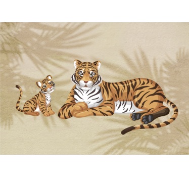 Tapisserie animaux tigres mère et bébé - TenStickers