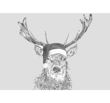 Tapisserie animaux renne avec chapeau - TenStickers