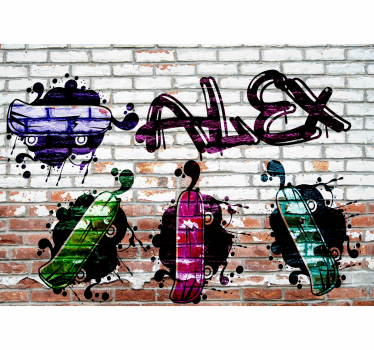 Tapisserie graffiti design de planches colorées - TenStickers