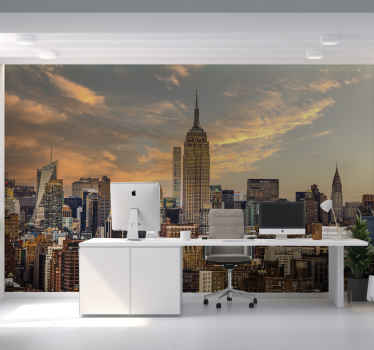 Tapisserie murale bureau skyline de New York - TenStickers