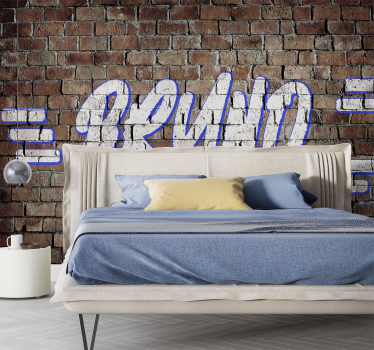 Tapisserie murale chambre ado graffiti prénom briques marrons  - TenStickers