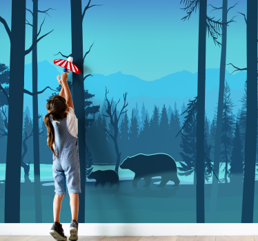 Tapisserie murale ours dans les montagnes - TenStickers
