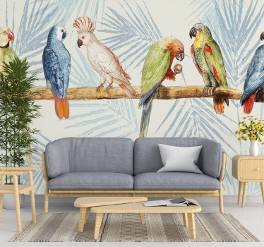 Papier peint mural perroquets de couleur pastel - TenStickers