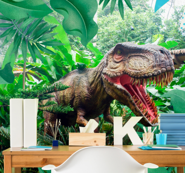 Tapisserie murale dinosaure t-rex dans la jungle - TenStickers