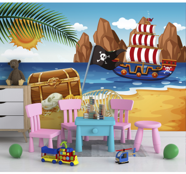 Peintures murales pour enfants au trésor des pirates - TenStickers