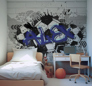 Papier peint football chambre graffiti art urbain - TenStickers