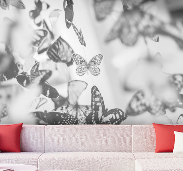 Photo murale grise Papillons  - TenStickers