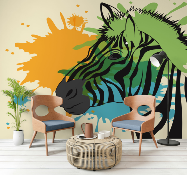 Tapisserie animaux art éclaboussure zèbre - TenStickers