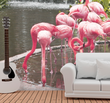 Tapisserie animaux assemblage de flamants - TenStickers