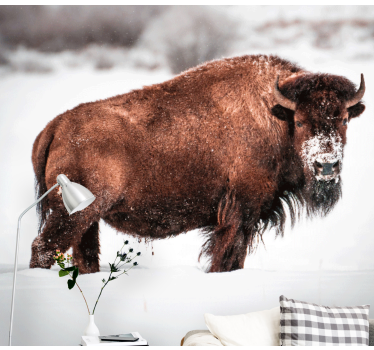 Tapisserie animaux bison majestueux en stance - TenStickers