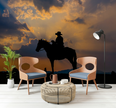 Tapisserie animaux cavalier sur cheval - TenStickers