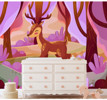 Tapisserie animaux cerf charmant de la forêt - TenStickers