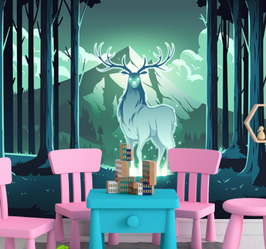 Tapisserie animaux cerf majestueux en forêt - TenStickers
